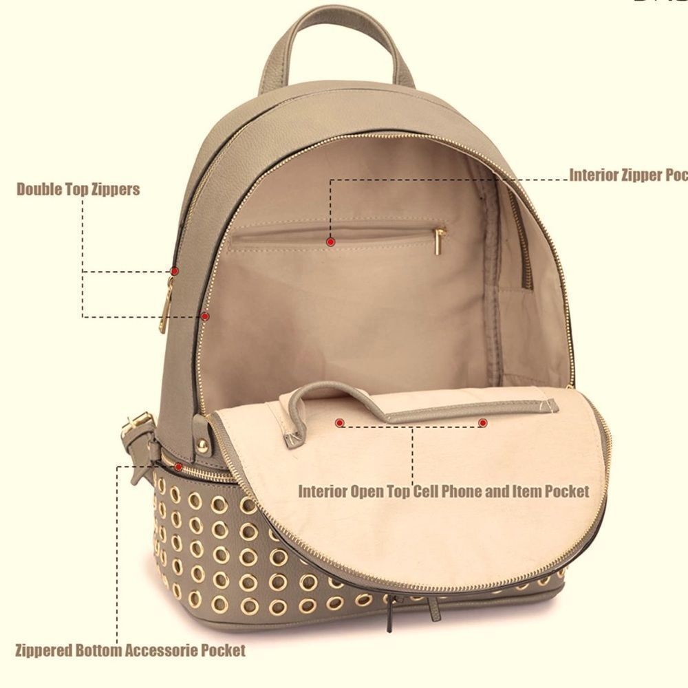 Dasein Women’s Casual Faux Leather Backpack Bag Beige